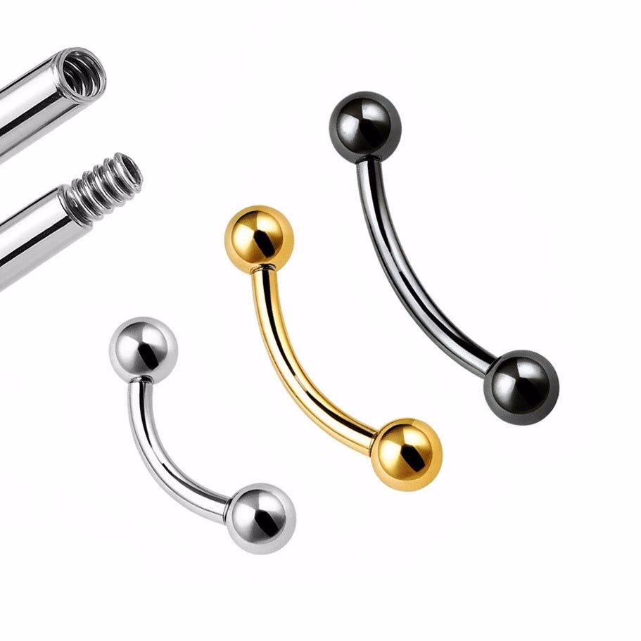 Hastes curvas com esferas nos acabamentos prateado, dourado e preto